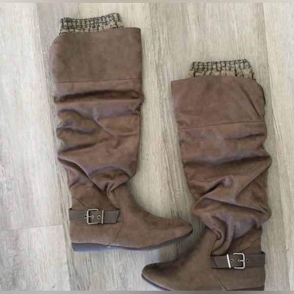 Aldo Shoes - Aldo GLAULLA warm fashion flat thigh-high boots buckle and socks top size 8